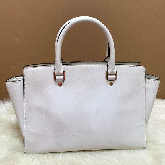 MICHAEL KORS Large Optic White Saffiano Leather SELMA Satchel - Picture 14 of 16